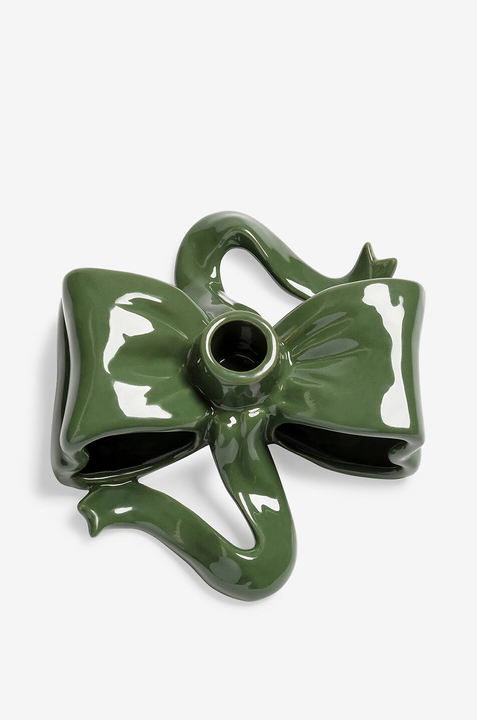Ribbon enamelled taper-candle holder