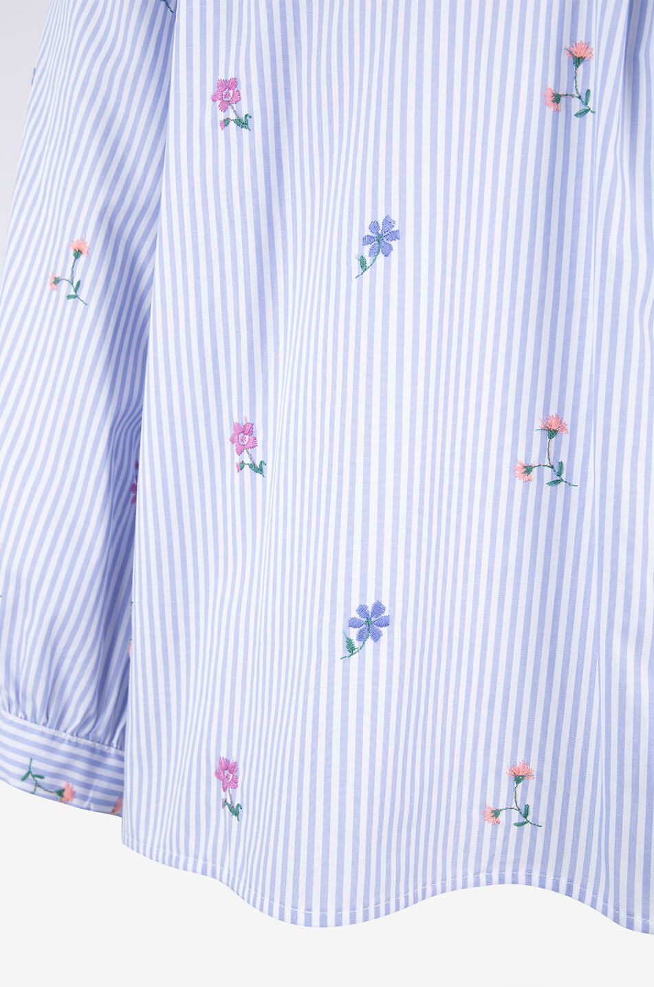 WEEKEND MAX MARA Gilly striped flower embroidered gathered linen shirt Women LIGHT BLUE 3