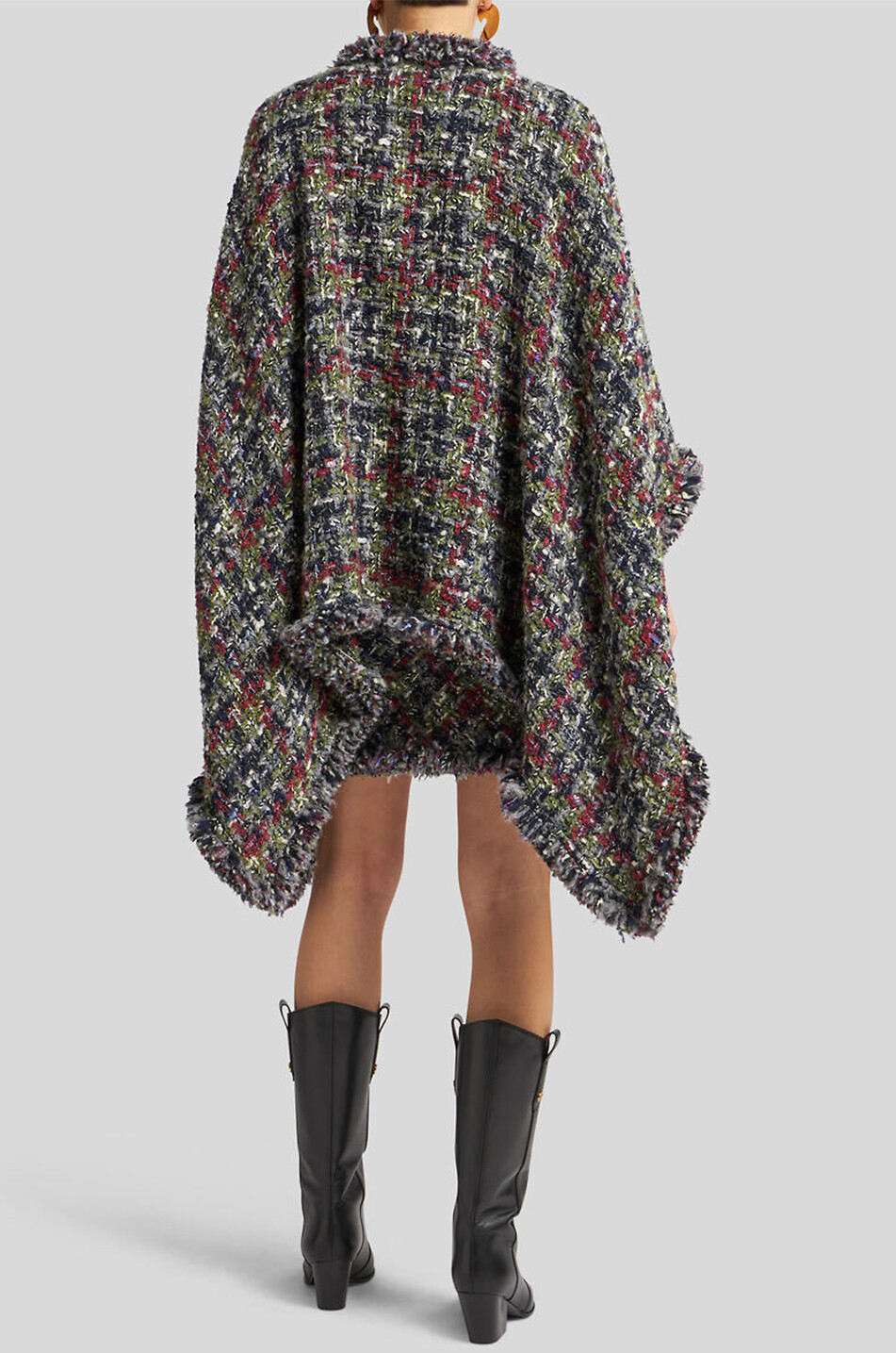 Glittering bouclé tweed cape