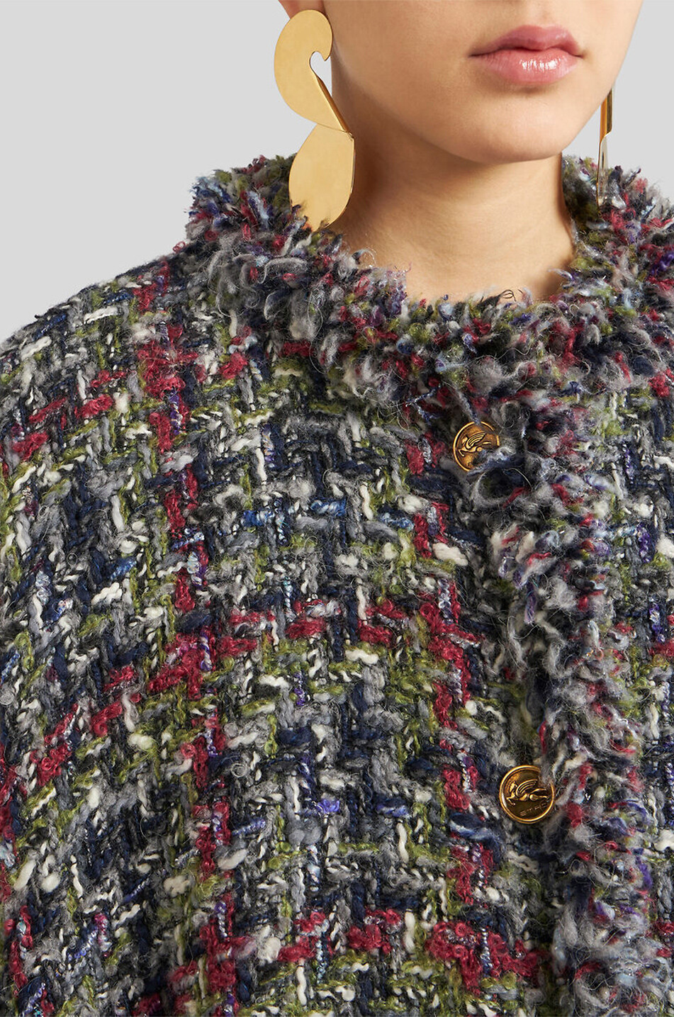 Glittering bouclé tweed cape