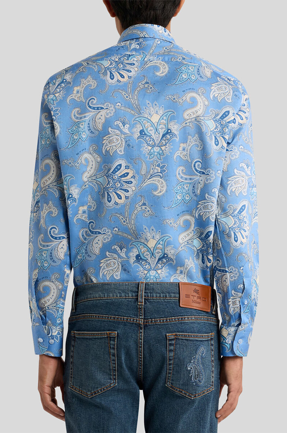 ETRO Baumwollhemd mit geknöpftem Kragen und floralem XL-Paisley-Print Herren MITTELBLAU 5