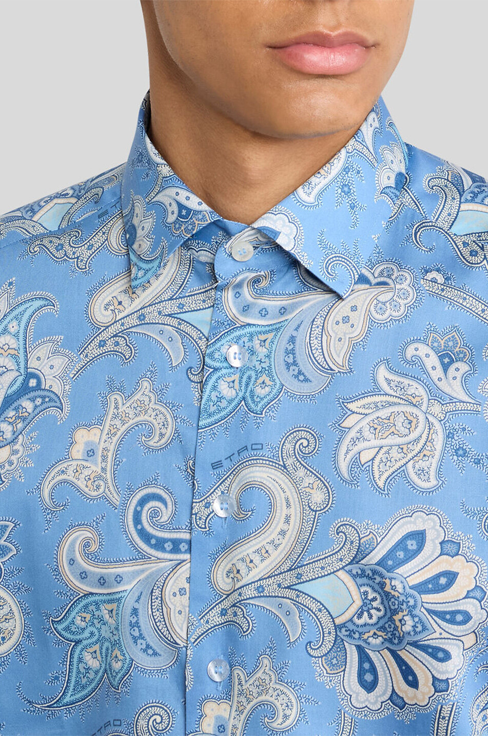 ETRO Baumwollhemd mit geknöpftem Kragen und floralem XL-Paisley-Print Herren MITTELBLAU 6