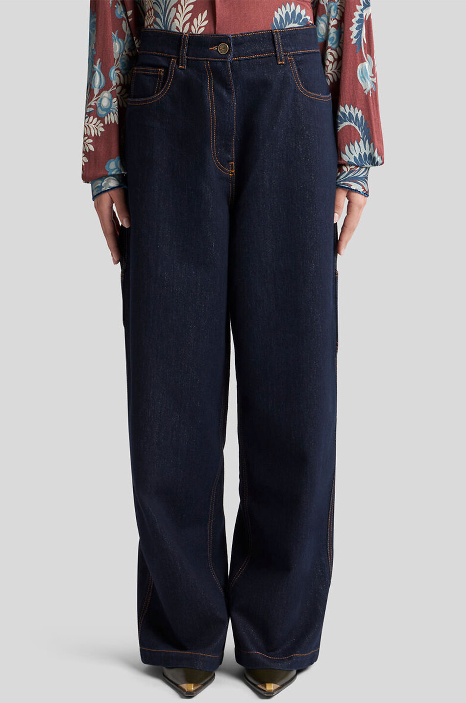 ETRO Cropped glittering straight-leg jeans with piping Women BLUE 3