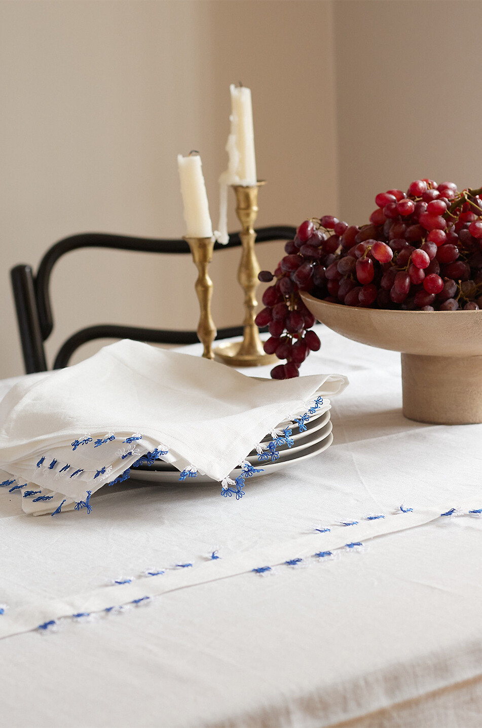 Lot de 4 serviettes à franges Methap