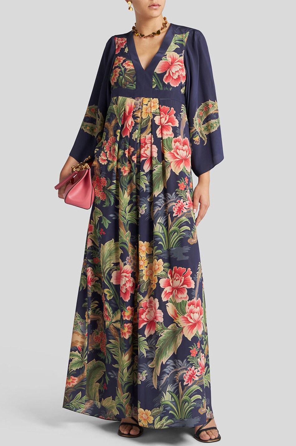 ETRO Langes Empirekleid aus geblümter Seide Damen BUNT 3