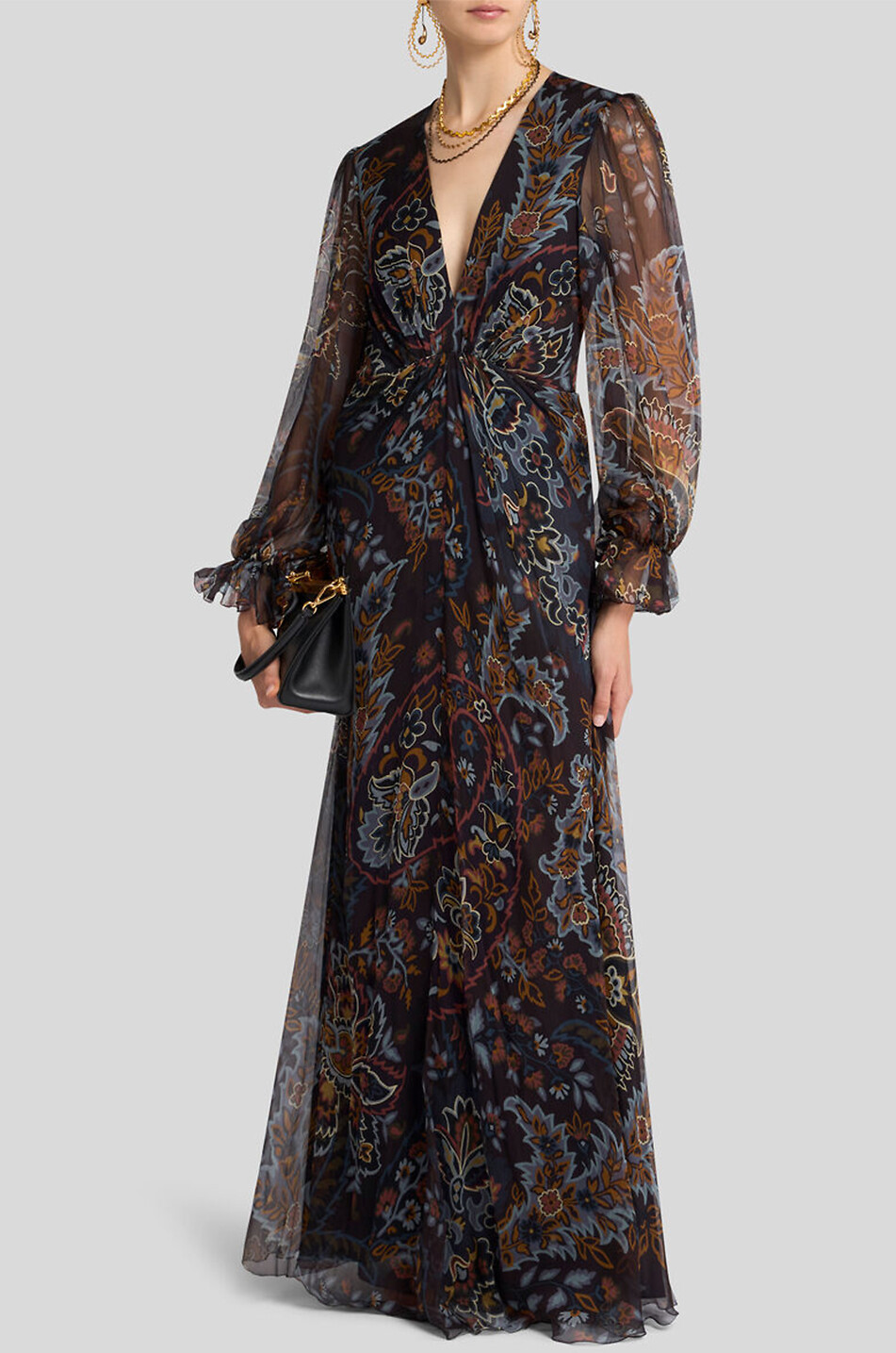 ETRO Langes Seidengeorgettekleid Paisley Florals Damen BUNT 3