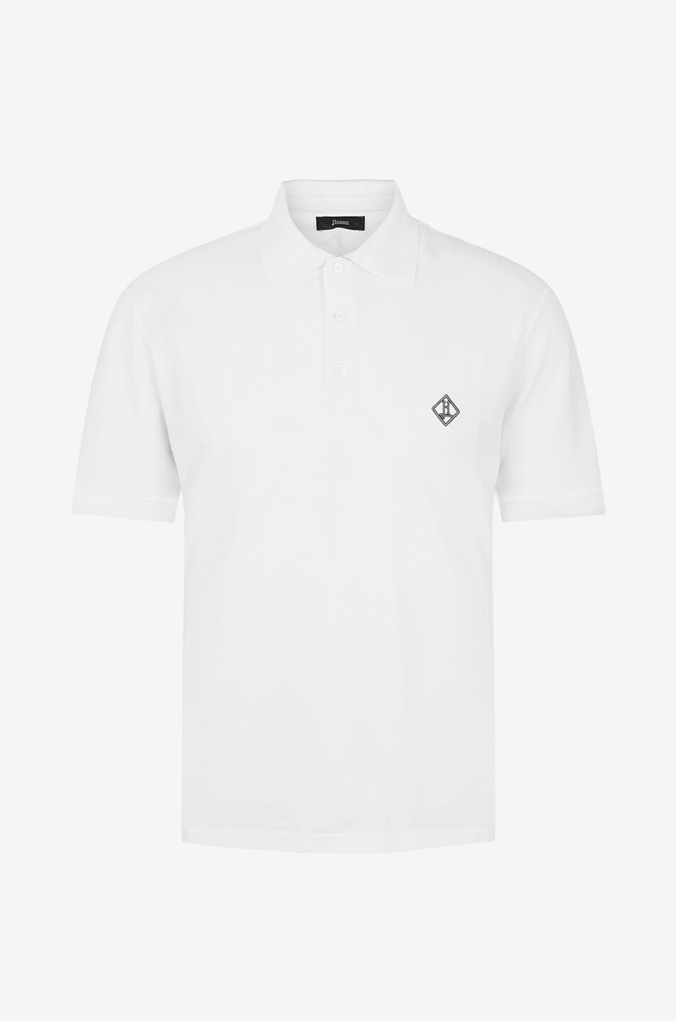 HERNO Kurzarm-Baumwoll-Polohemd mit Monogramm Herren WEISS 2