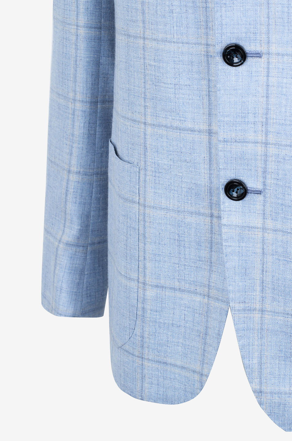 KITON Einreihiger karierter Kaschmirmix-Blazer Herren HELLBLAU 3
