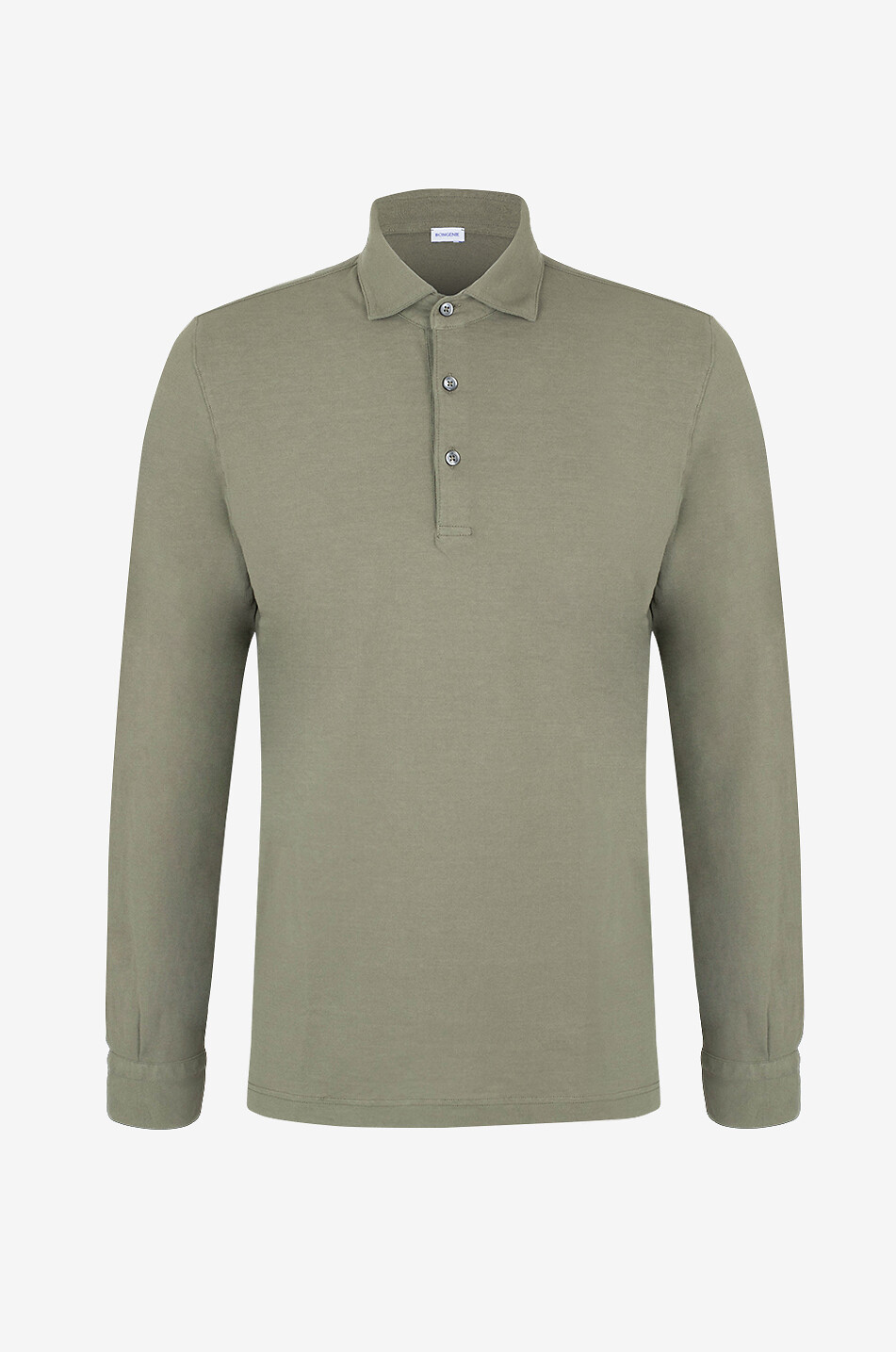 BONGÉNIE Polo à manches longues en coton Homme VERT MOYEN 1