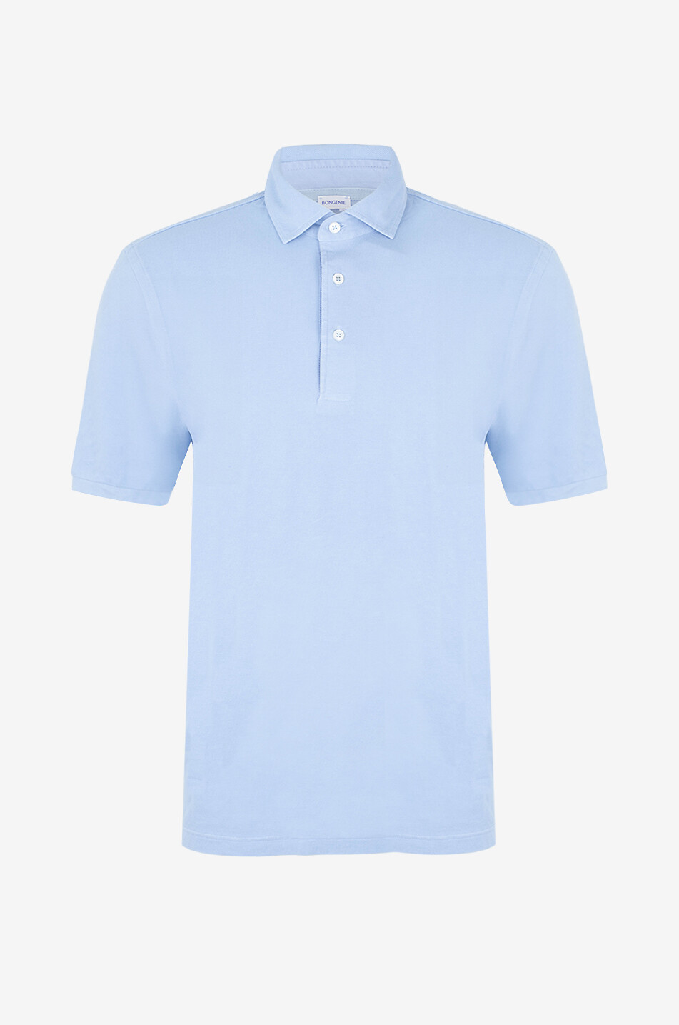 BONGÉNIE Cotton piqué short-sleeved polo shirt Men LIGHT BLUE 1