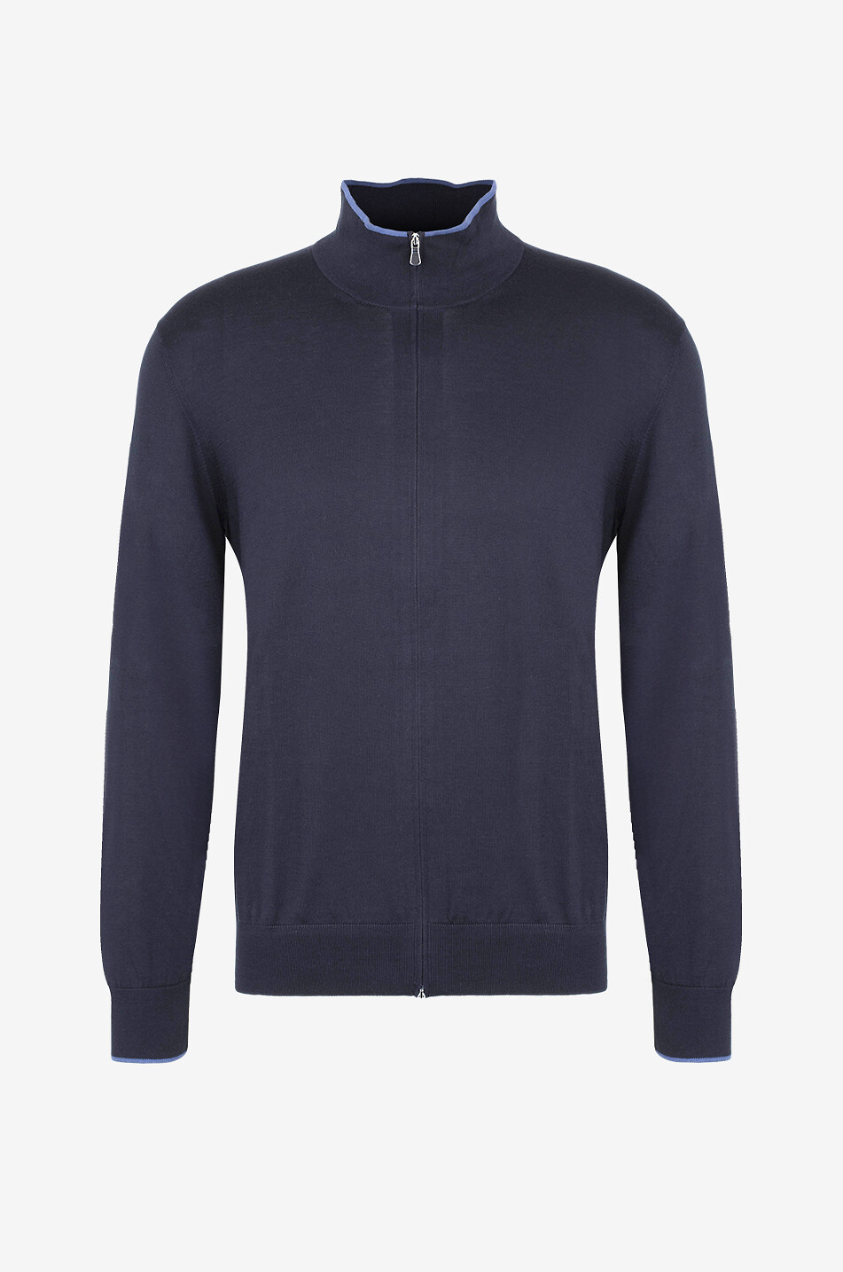 GRAN SASSO Pull à col montant en soie et coton Homme BLEU FONCE 1