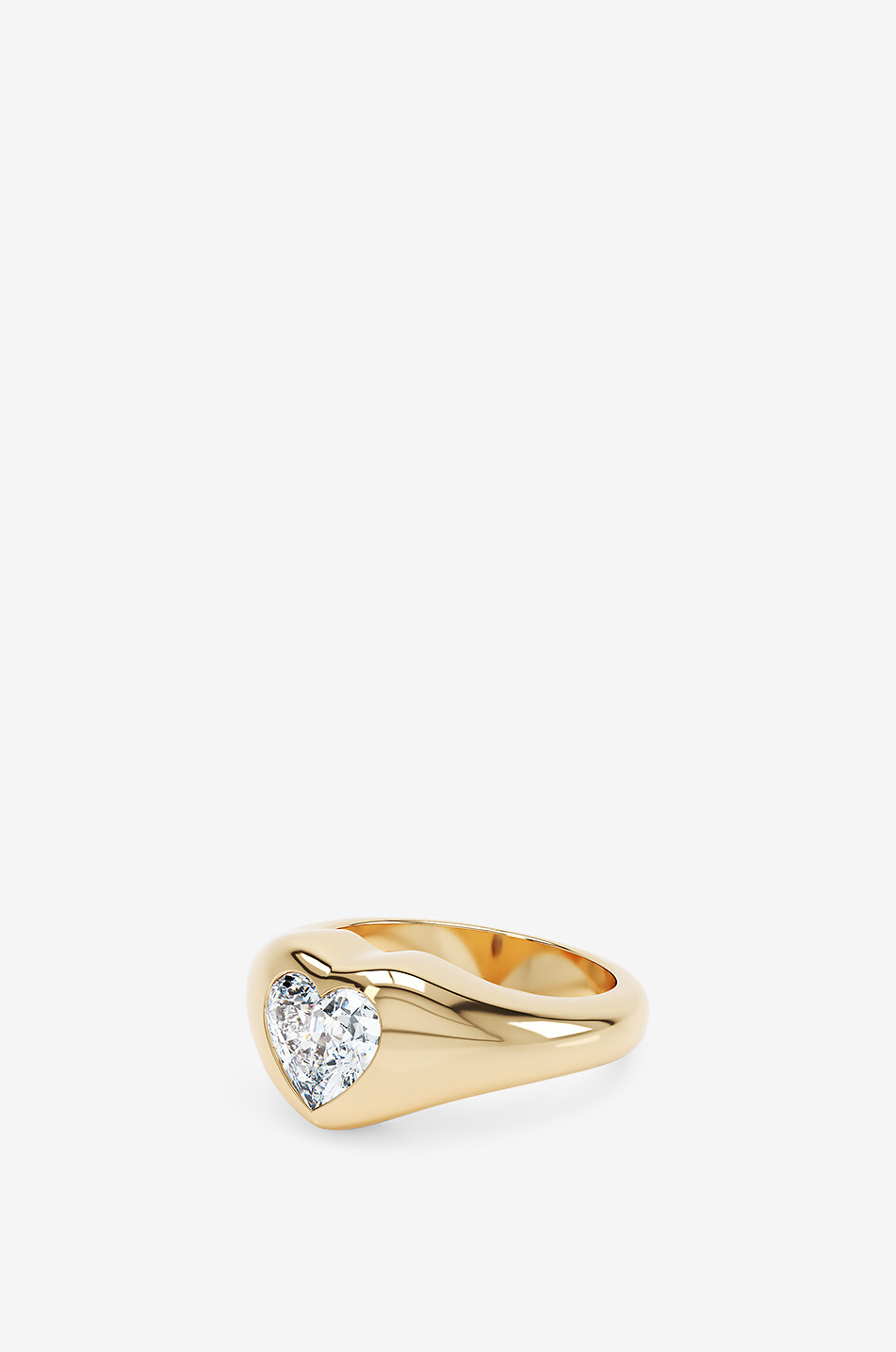 Chevalière en or jaune et diamant Curve Heart