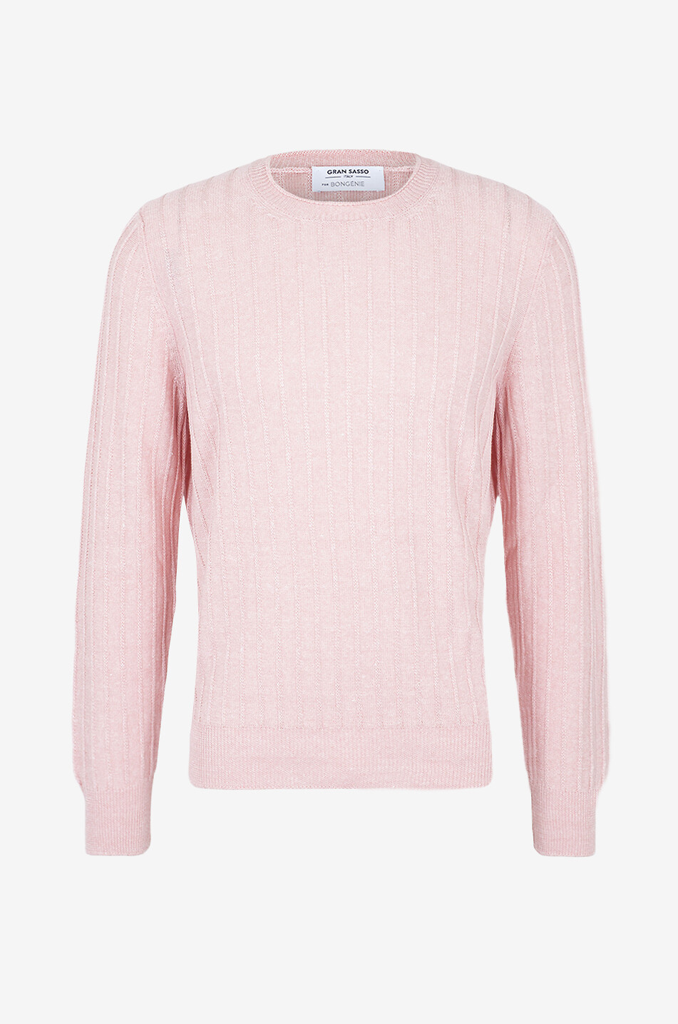 GRAN SASSO Pull côtelé à col rond en lin et coton Homme ROSE CLAIR 1