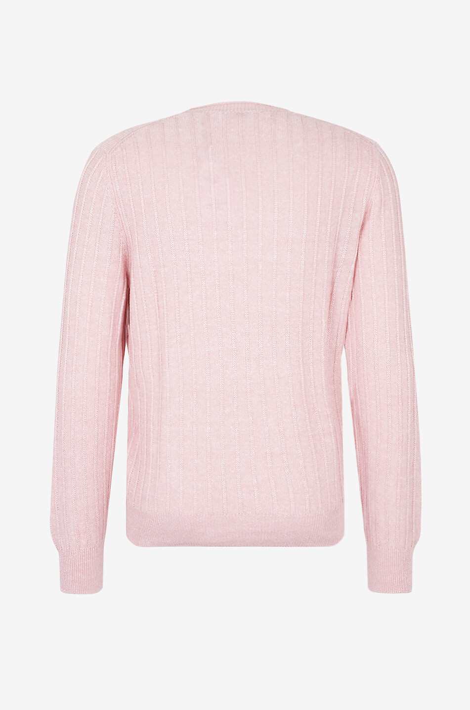 GRAN SASSO Pull côtelé à col rond en lin et coton Homme ROSE CLAIR 2