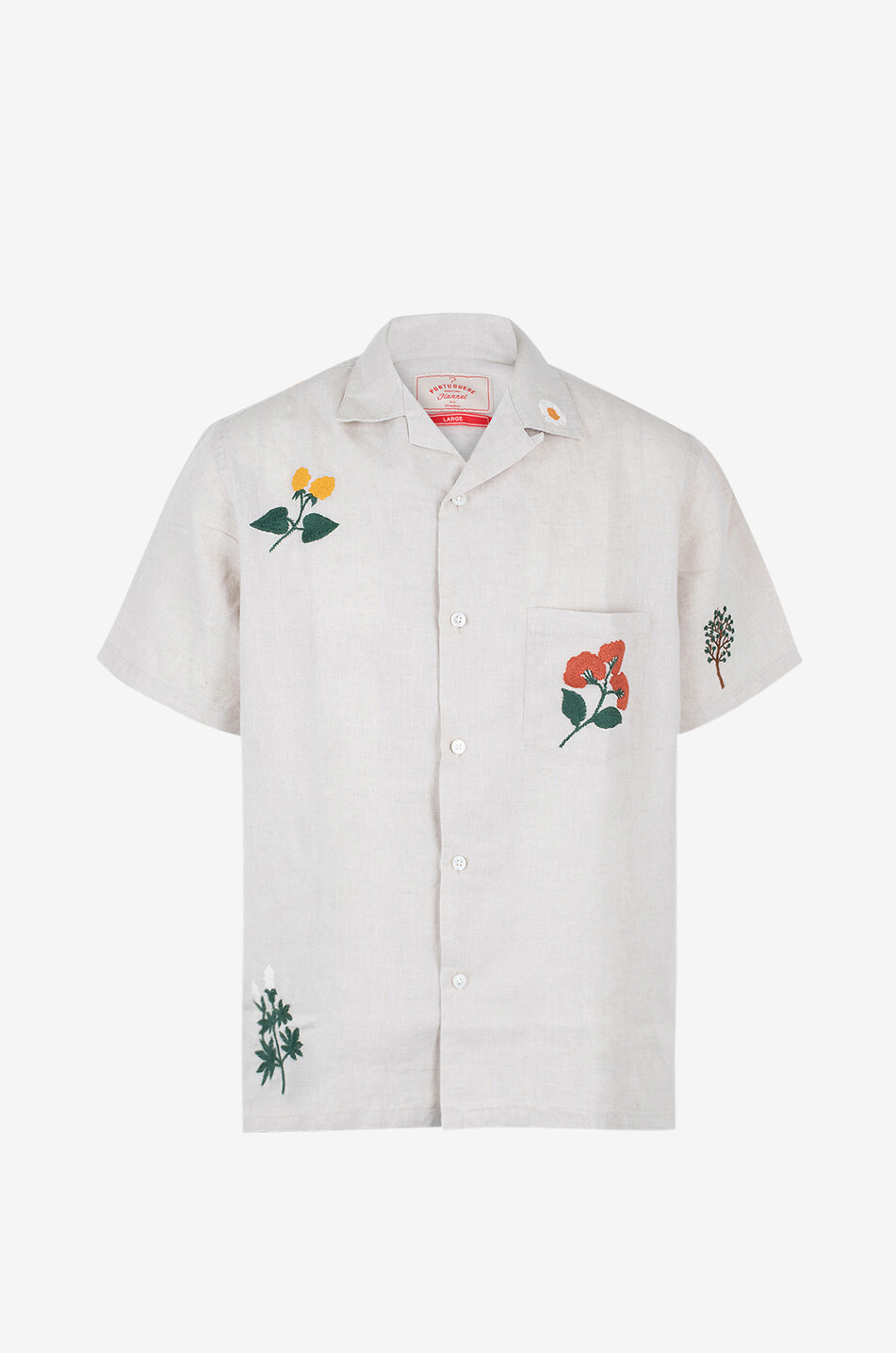 PORTUGUESE FLANNEL Spring 3 embroidered cotton and linen shirt Men BEIGE 2
