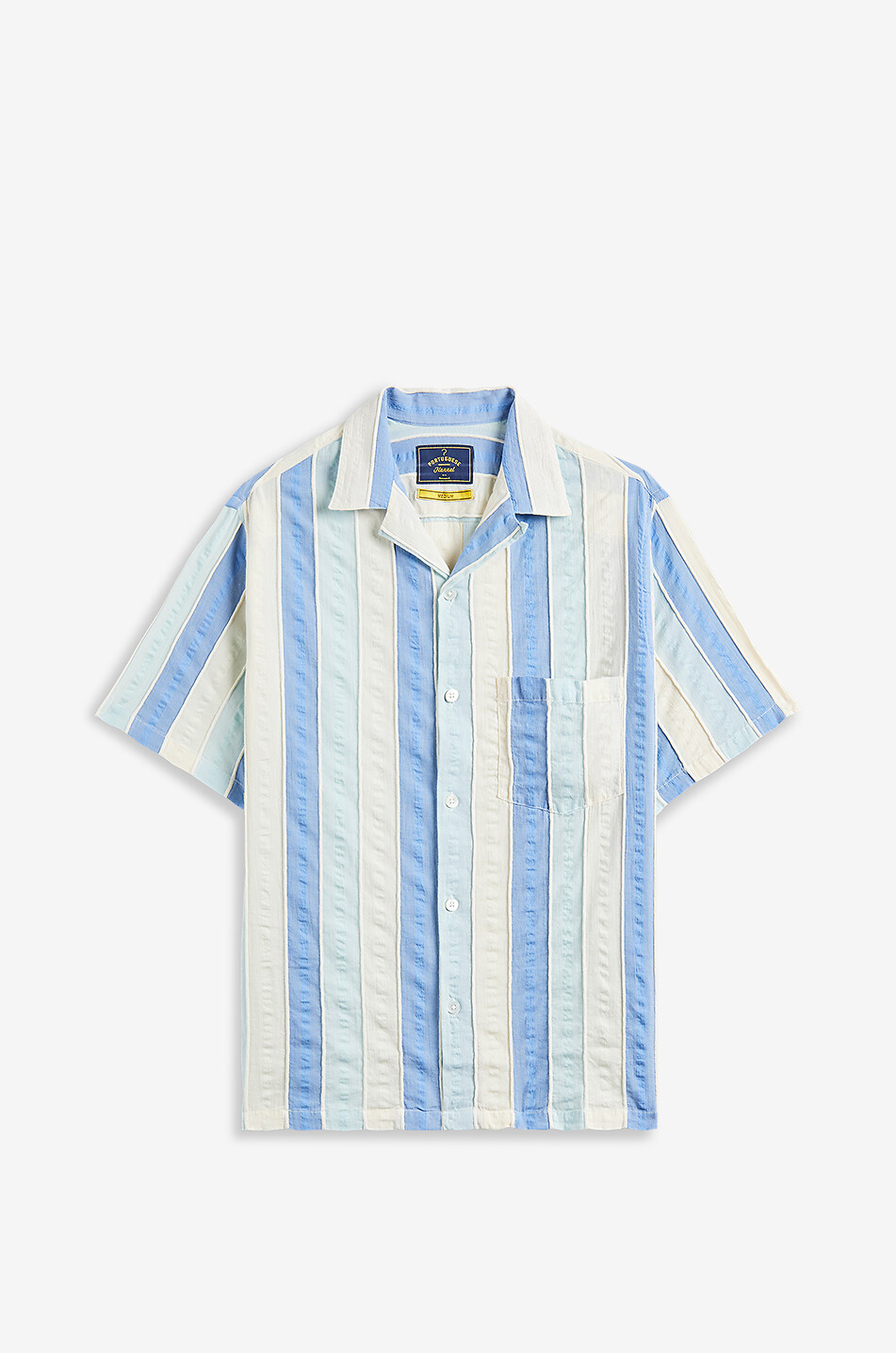 PORTUGUESE FLANNEL Kurzarm-Hemd aus Seersucker Punta Herren BLAU 1