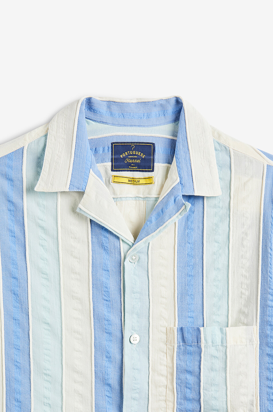 PORTUGUESE FLANNEL Kurzarm-Hemd aus Seersucker Punta Herren BLAU 3
