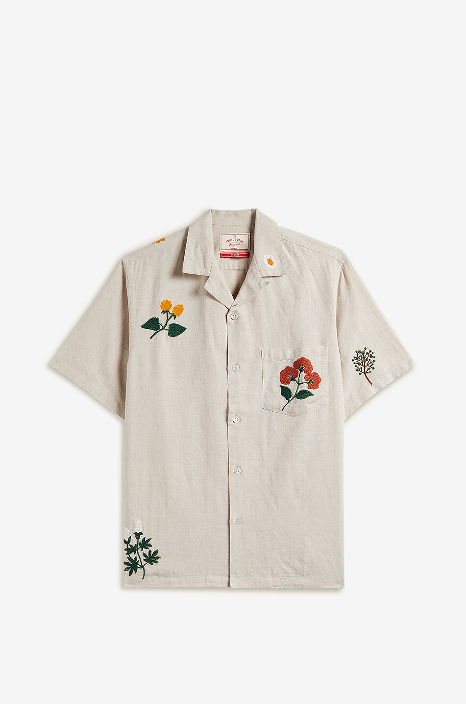 PORTUGUESE FLANNEL Spring 3 embroidered cotton and linen shirt Men BEIGE 1