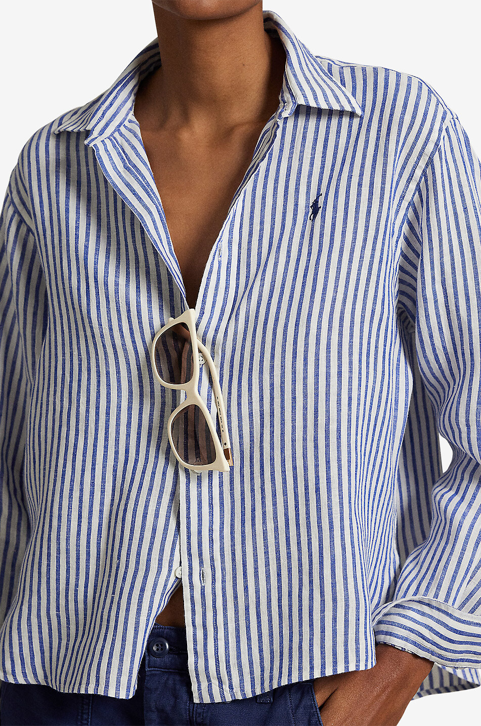 POLO RALPH LAUREN Pony relaxed linen gingham check shirt Women BLUE 5