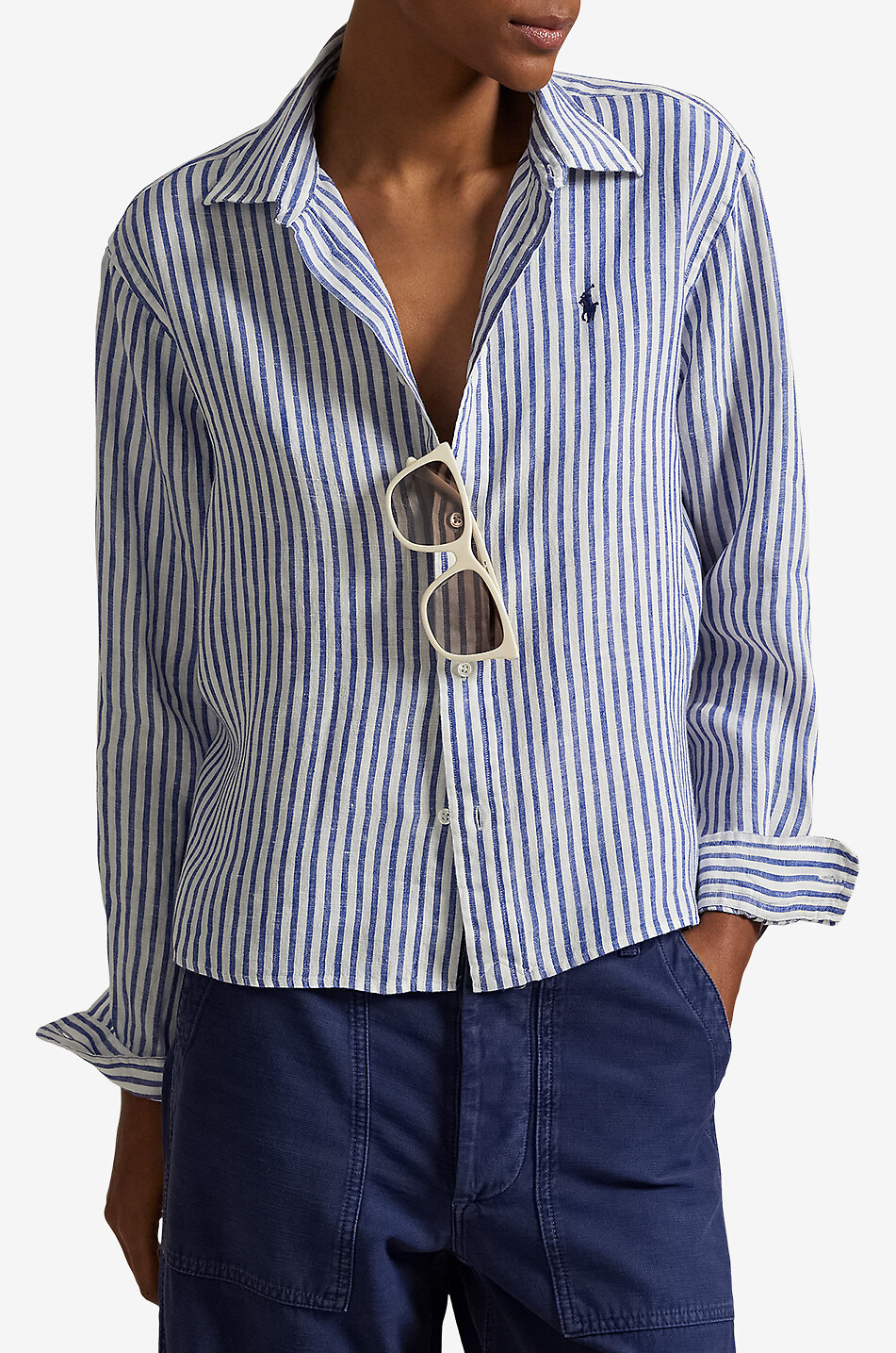 POLO RALPH LAUREN Pony relaxed linen gingham check shirt Women BLUE 2
