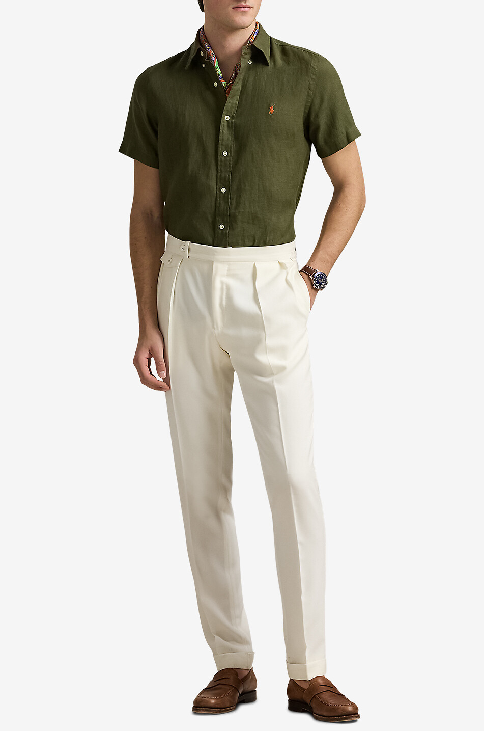 POLO RALPH LAUREN Kurzarm-Leinenhemd Custom Fit Herren KHAKI 4