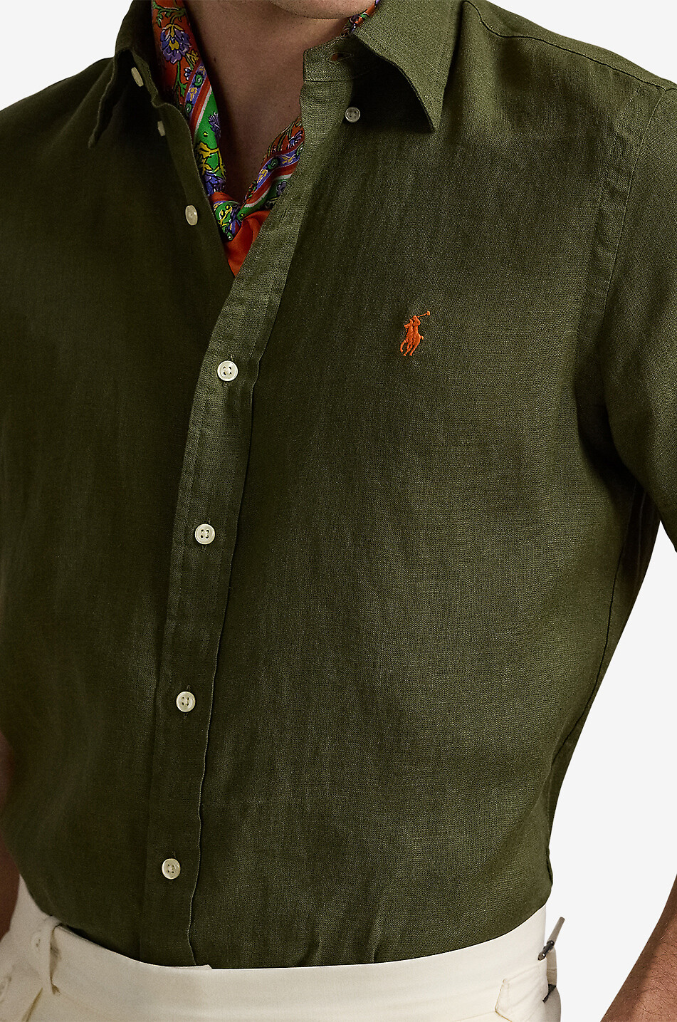 POLO RALPH LAUREN Kurzarm-Leinenhemd Custom Fit Herren KHAKI 5