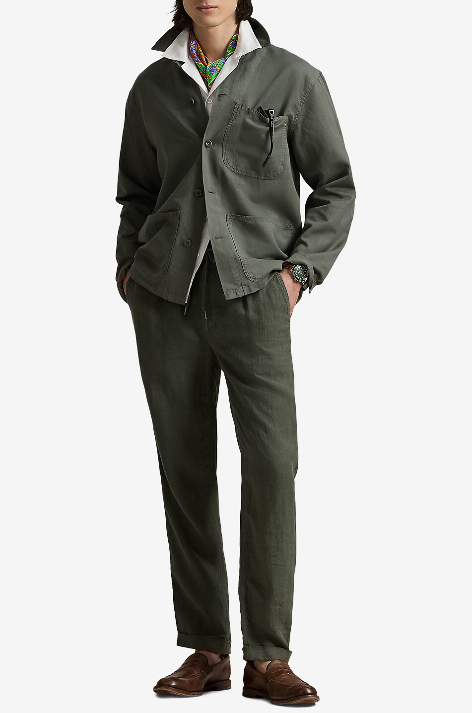 POLO RALPH LAUREN Surchemise en coton et lin Homme KAKI 4