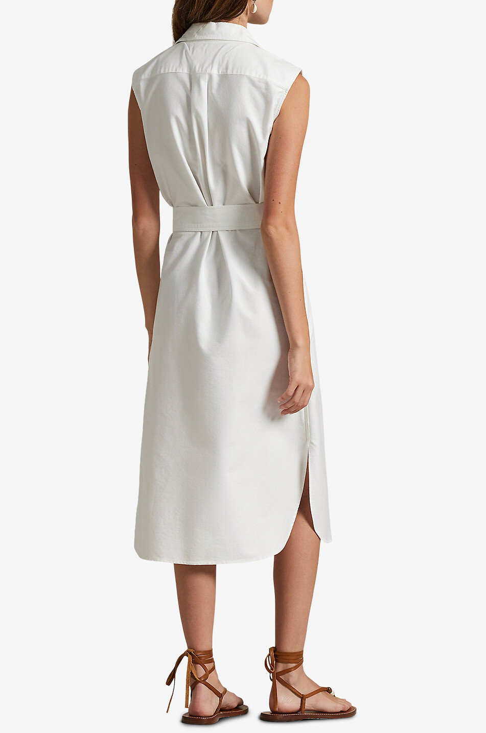 POLO RALPH LAUREN Sleeveless Oxfort cotton shirt dress Women WHITE 3