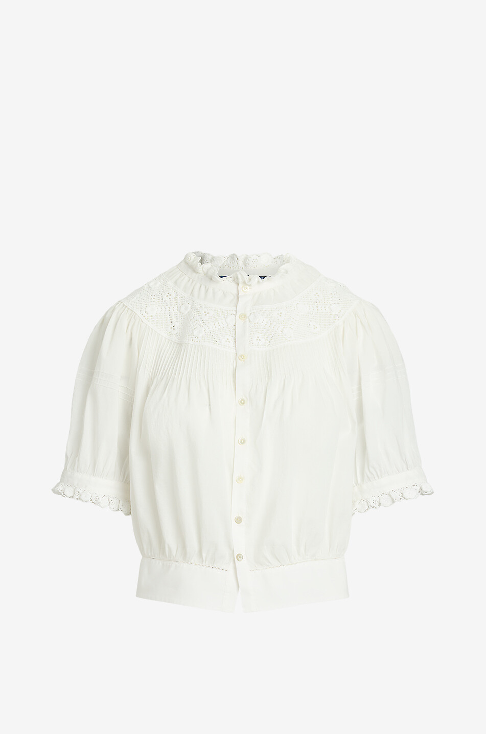 POLO RALPH LAUREN Top bouffant en voile et dentelle Femme BLANC 1