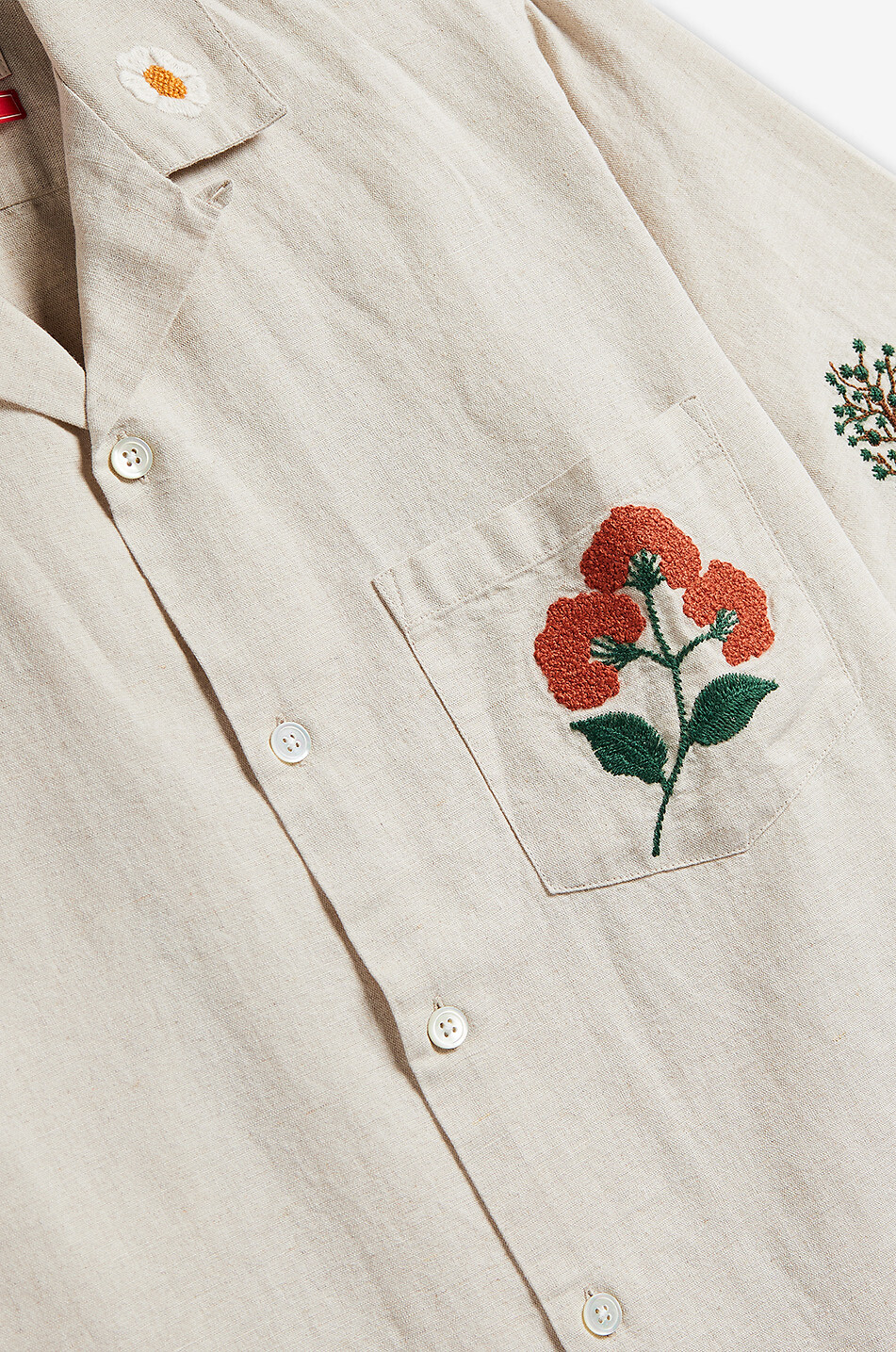 PORTUGUESE FLANNEL Spring 3 embroidered cotton and linen shirt Men BEIGE 4