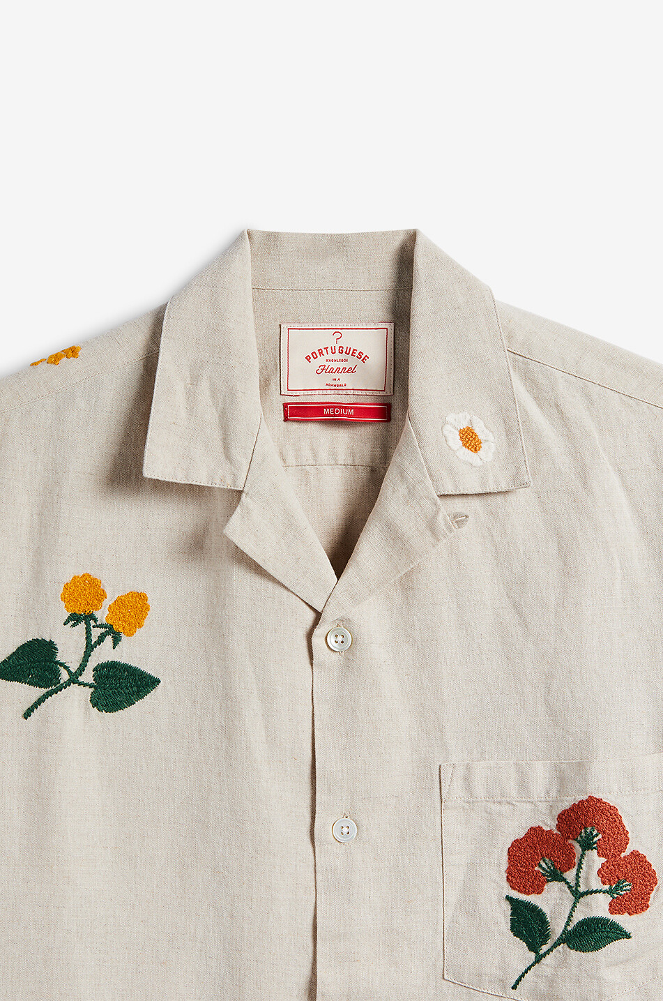PORTUGUESE FLANNEL Spring 3 embroidered cotton and linen shirt Men BEIGE 8