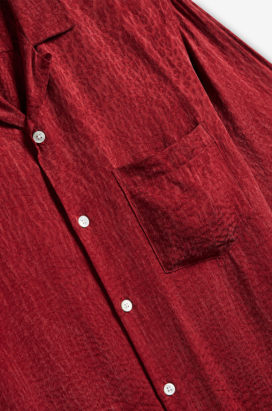 PORTUGUESE FLANNEL Kurzarm-Hemd aus Jacquard Finger Print Herren DUNKELROT 2