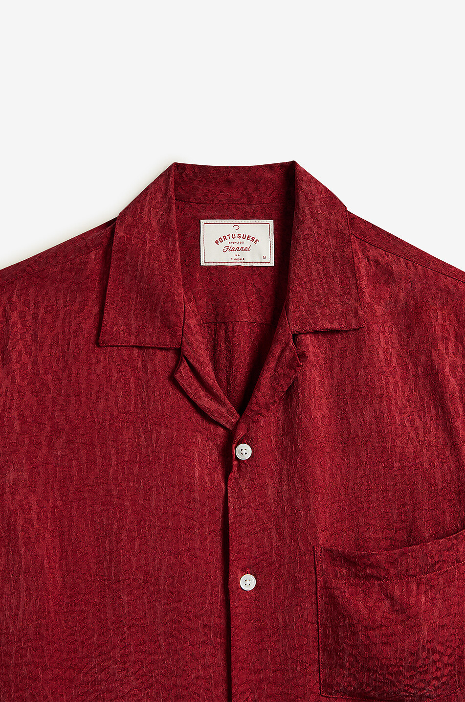 PORTUGUESE FLANNEL Kurzarm-Hemd aus Jacquard Finger Print Herren DUNKELROT 3