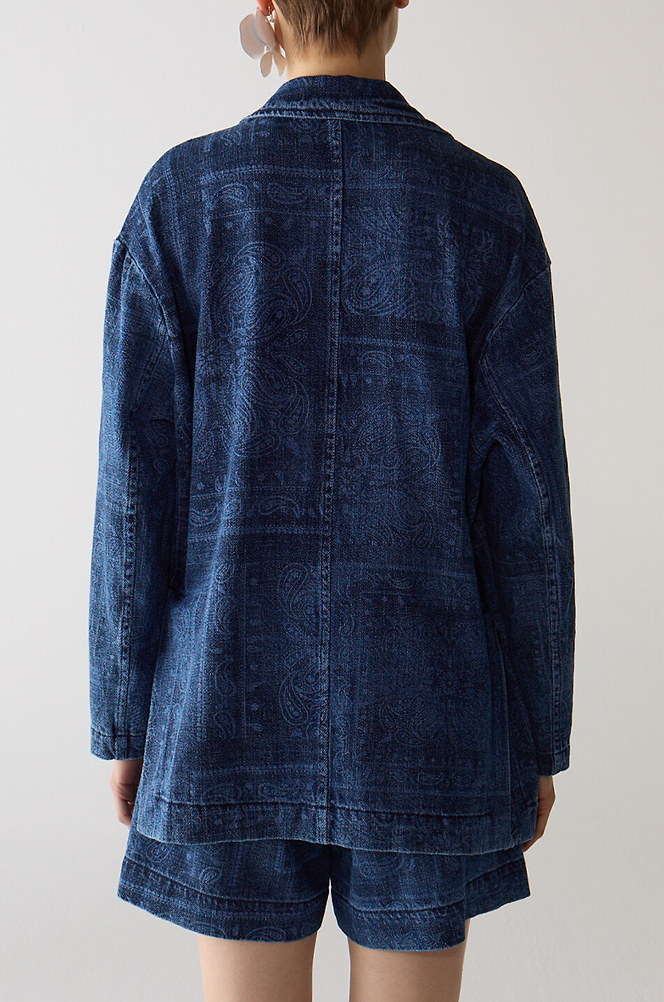 SHAFT Blazer en denim fluide imprimé Western Vic Femme BLEU 5