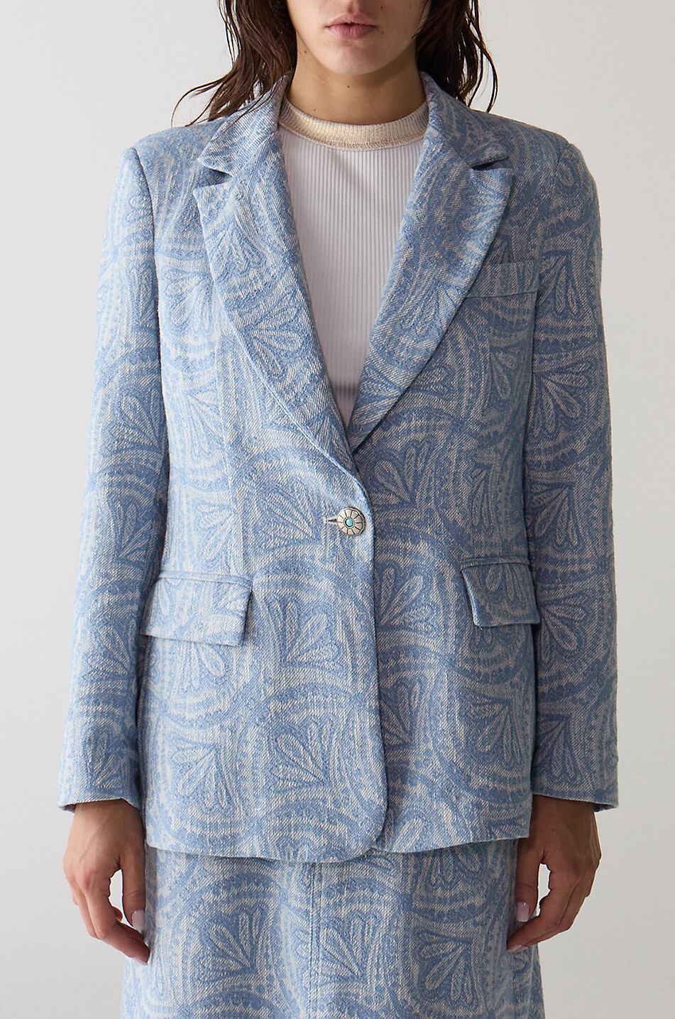 SHAFT Blazer en jacquard de coton 24 Palm Denim Femme BLEU CLAIR 3