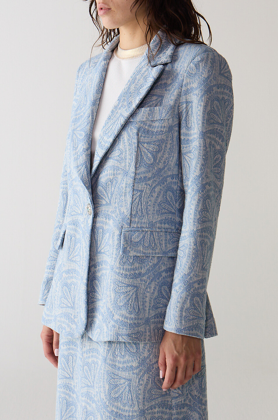 SHAFT Blazer en jacquard de coton 24 Palm Denim Femme BLEU CLAIR 4