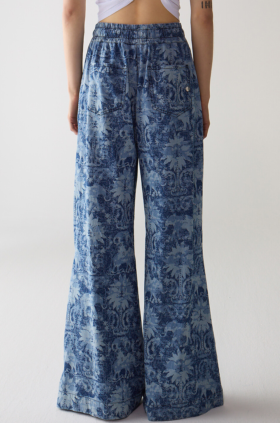 SHAFT Fully Indian wide-leg chambray trousers Women MEDIUM BLUE 5
