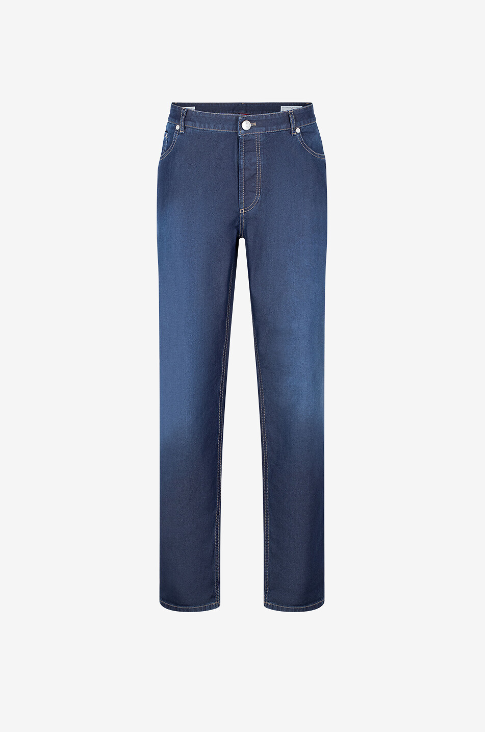 BRUNELLO CUCINELLI Jean en denim de coton et soie Traditional Fit Homme BLEU FONCE 1