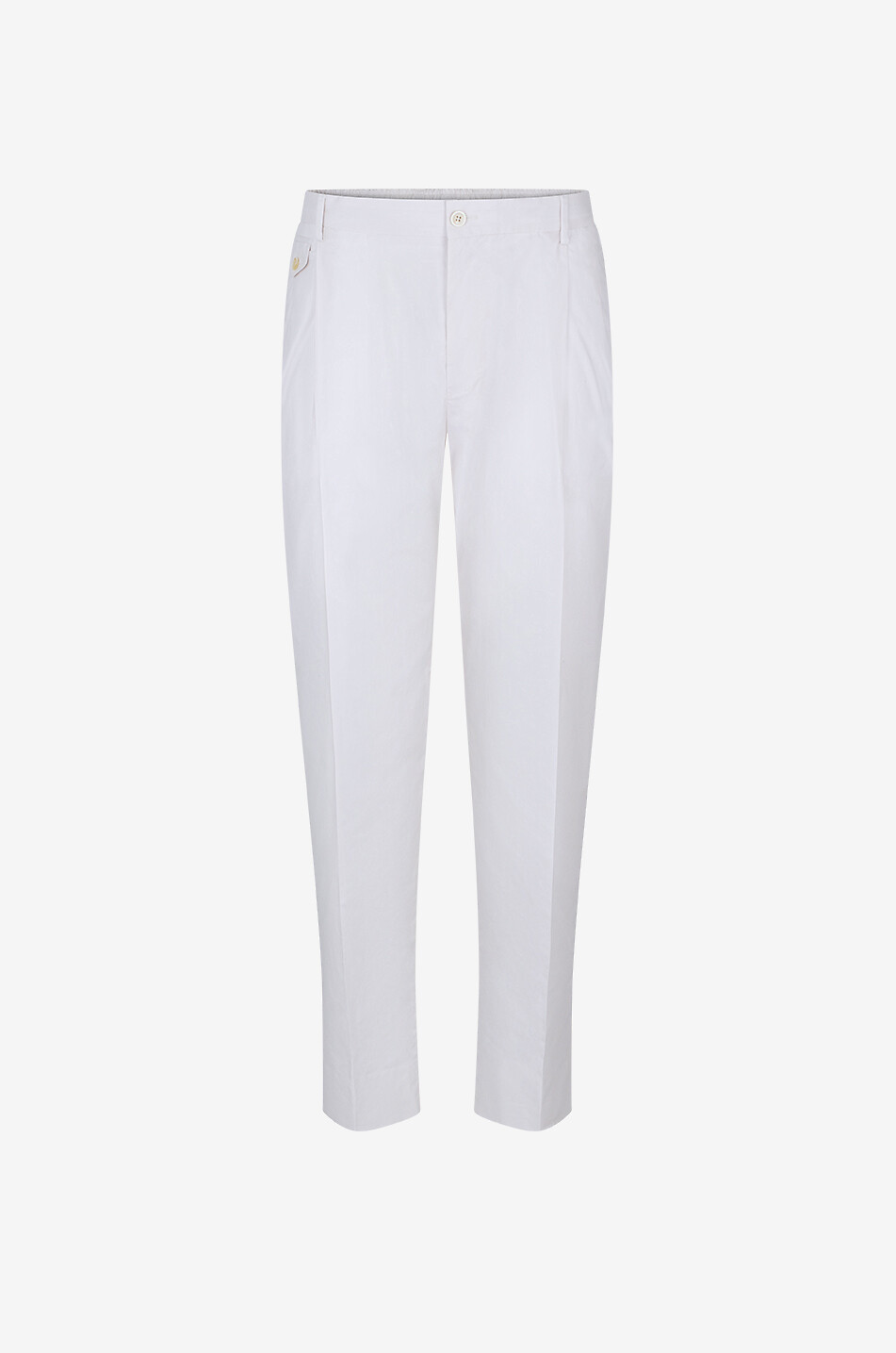 Cropped poplin trousers with waistband tucks