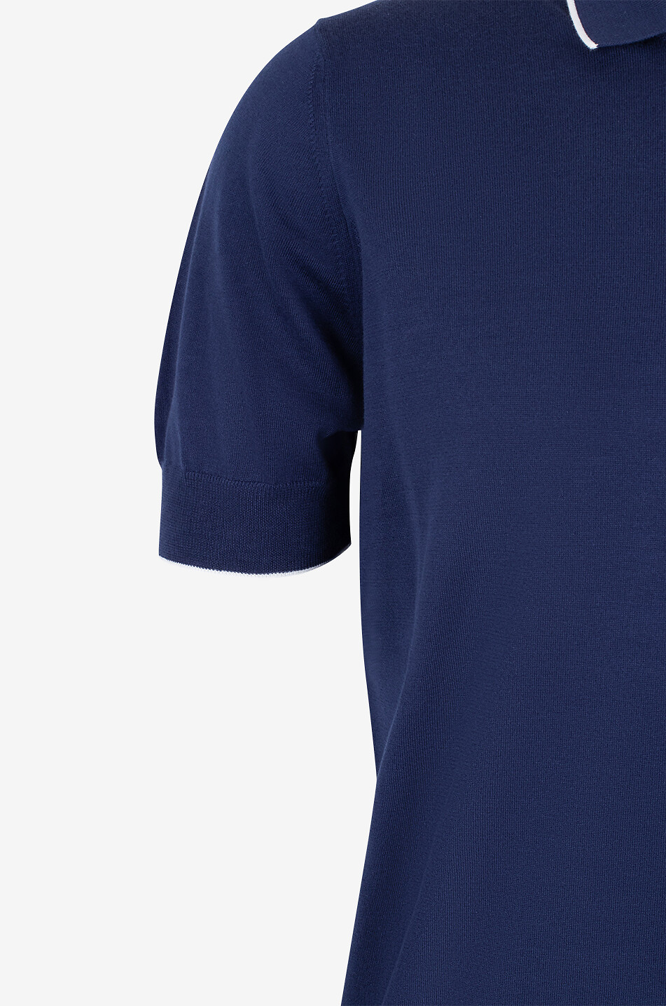 BRUNELLO CUCINELLI Leichtes Strick-Polohemd mit Kontrastborten Herren DUNKELBLAU 3