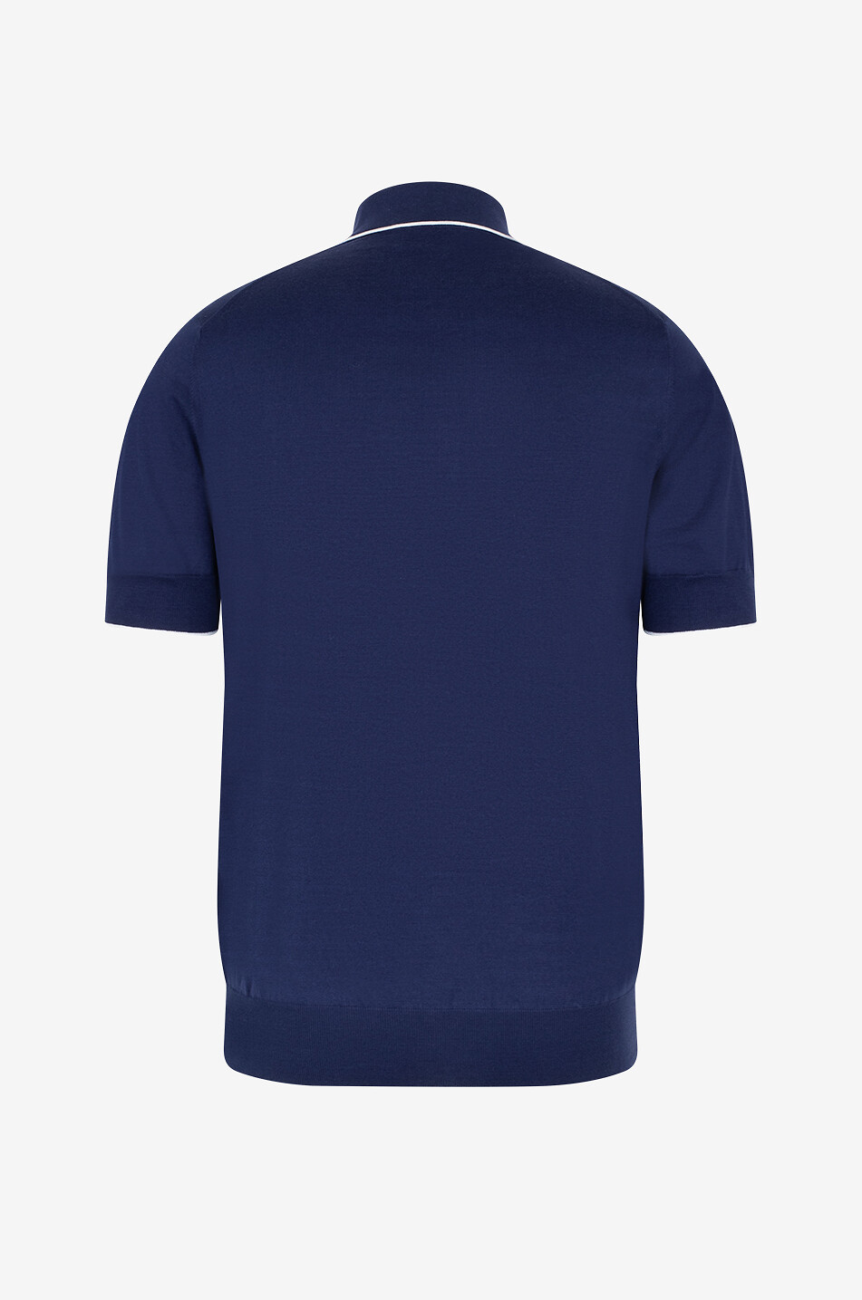 BRUNELLO CUCINELLI Leichtes Strick-Polohemd mit Kontrastborten Herren DUNKELBLAU 2