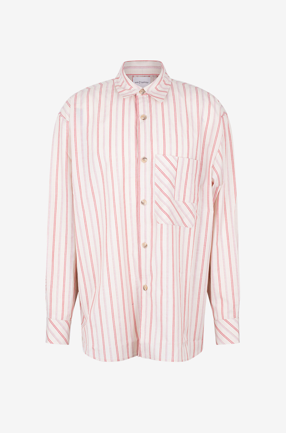KING & TUCKFIELD Chemise oversize rayée en coton et soie Homme ROSE 1