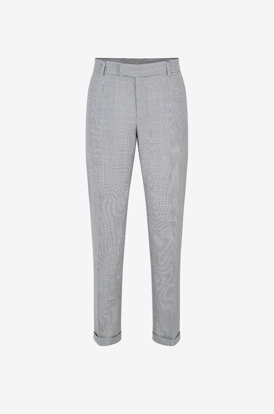 DOLCE & GABBANA Gerade verkürzte Hose aus Wolle mit Hahnentritt Herren SCHWARZ 1
