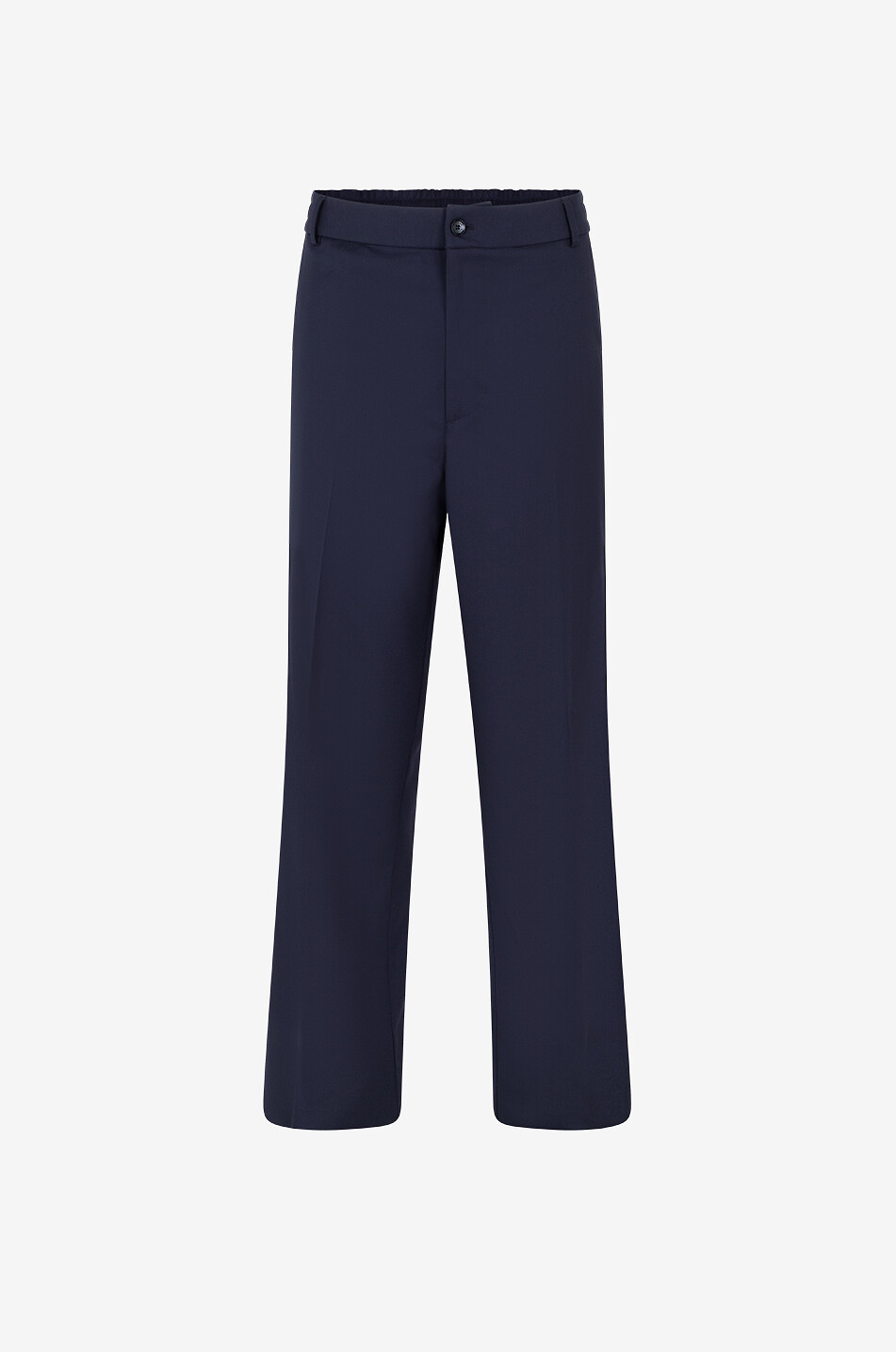 Gerade Woll-Twill-Hose mit Lederpatch