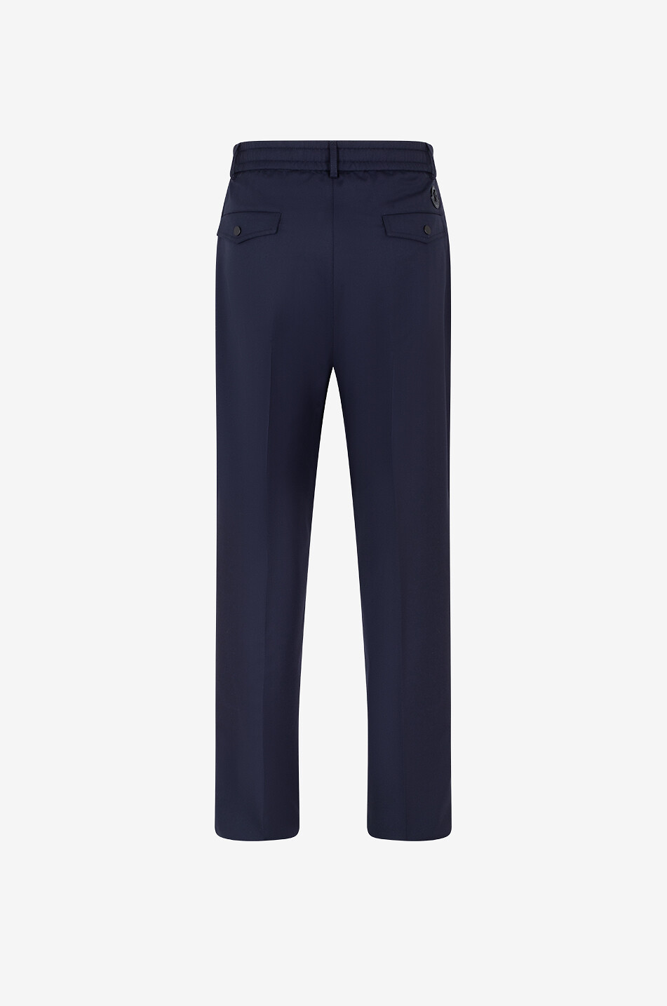 MONCLER Gerade Woll-Twill-Hose mit Lederpatch Herren DUNKELBLAU 2