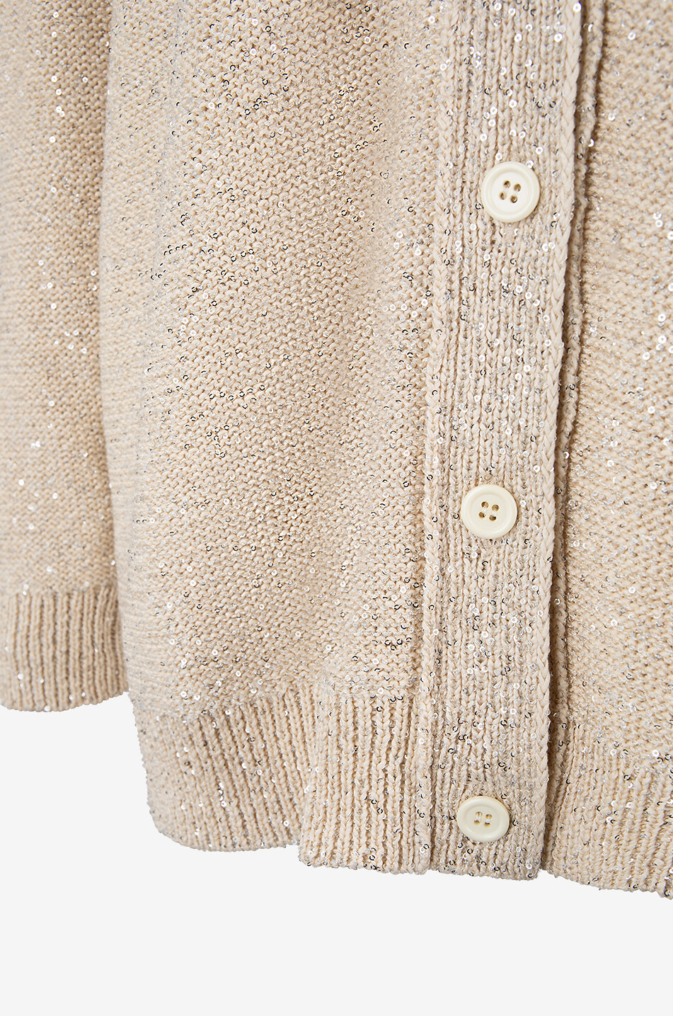 FABIANA FILIPPI Cardigan ample boutonné à col V en coton et sequins Femme JAUNE CLAIR 3