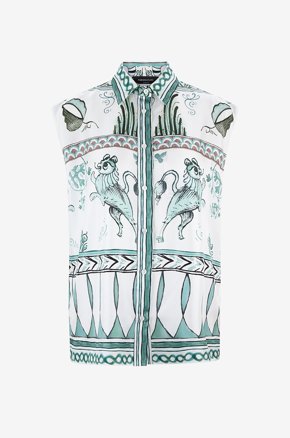 FABIANA FILIPPI Picta sleeveless silk twill shirt Women WHITE 1