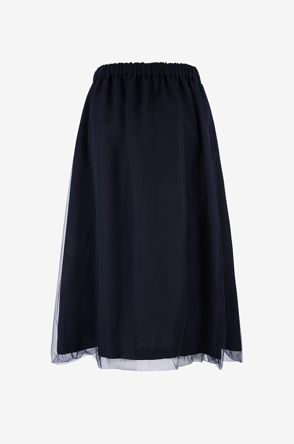 FABIANA FILIPPI Linen blend twill and tulle midi skirt Women DARK BLUE 2