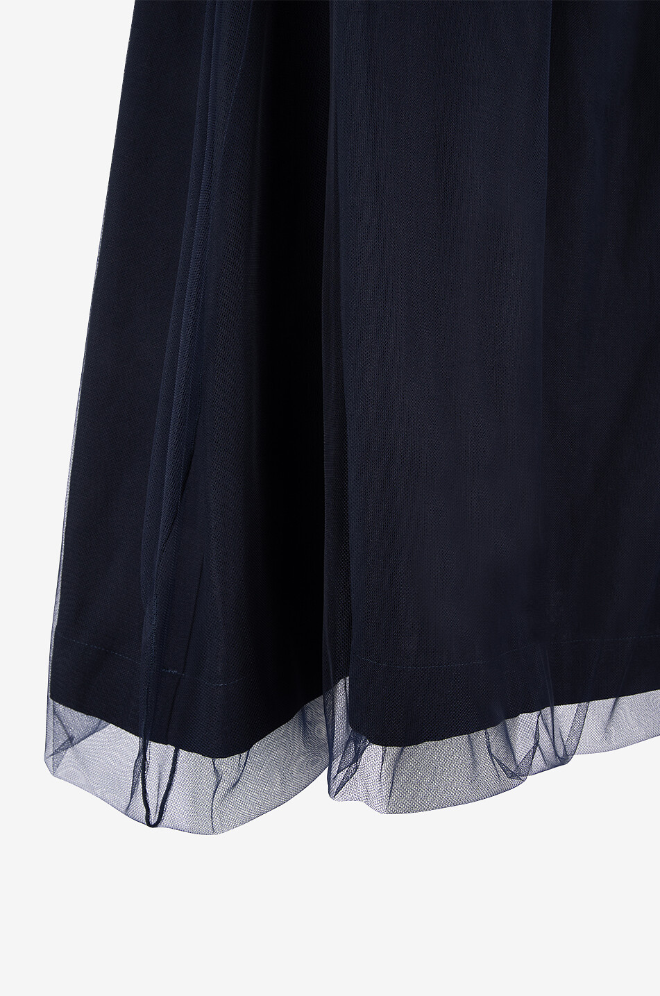 Jupe midi en sergé de lin mélangé et tulle