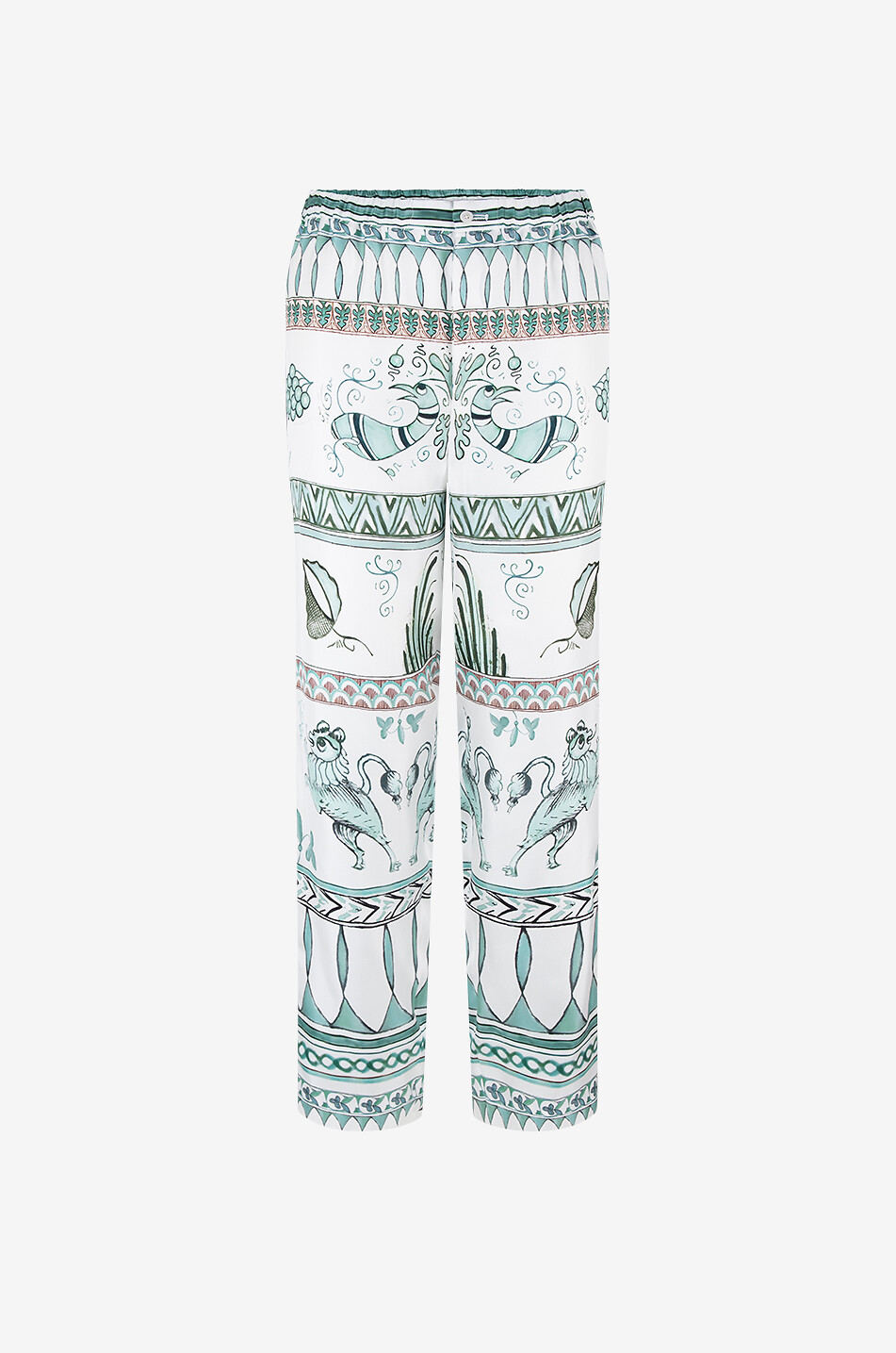 Bedruckte Seidentwill-Hose mit weitem Bein Picta